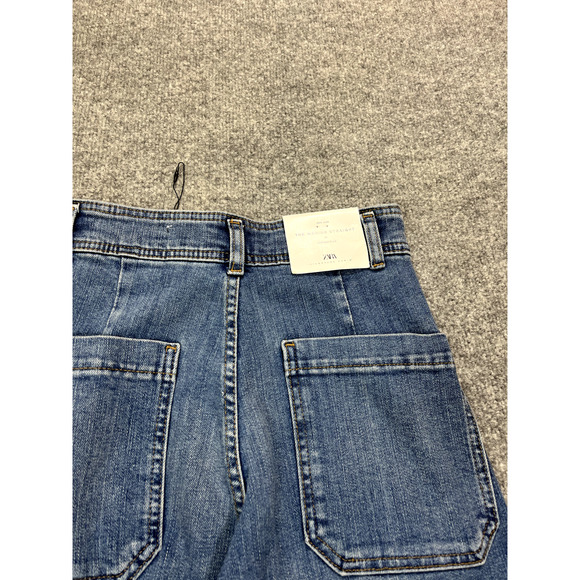 NWT Zara ZW Marine Straight High Rise Jeans Pants 2 Sailor Wide Leg Denim Blue - Picture 9 of 14